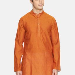 TATTVA Men Orange Woven Design Straight Kurta-picture-39