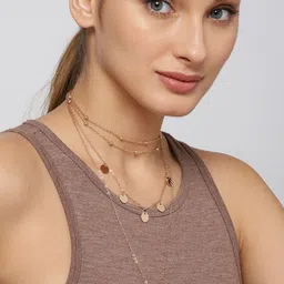 Jewels Galaxy Rose Gold-Plated Layered Necklace-11
