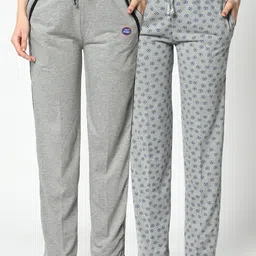 VIMAL JONNEY Women Pack Of 2 Grey Printed Lounge Pants-image-92