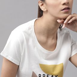 The Roadster Lifestyle Co Women White  Orange Printed Cotton Round Neck T-shirt-picture-23
