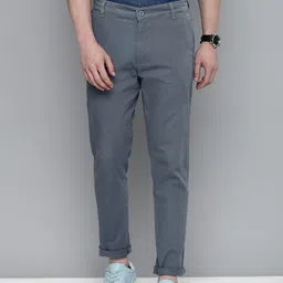 The Indian Garage Co Men Blue Slim Fit Trousers-picture-5