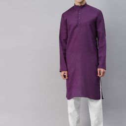 MAG Men Purple Solid Regular Kurta with Pyjamas-picture-16
