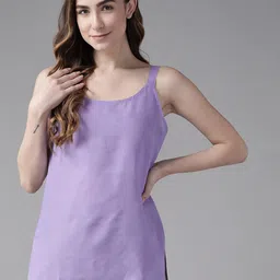 ADA Women Lavender & Black Pack of 2 Pure Cotton Solid Camisoles-picture-7