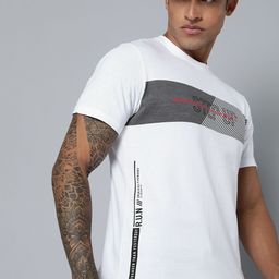 HRX by Hrithik Roshan Men White & Grey Printed Pure Cotton T-shirt-image-48