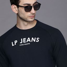 Louis Philippe Jeans Men Navy Blue Solid Pullover Sweatshirt-image-15