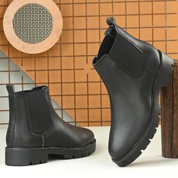 El Paso Women Black Solid Casual Chelsea Boots-19