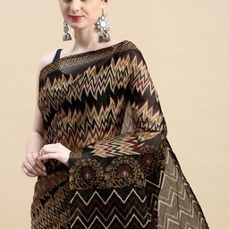 SHANVIKA Leheriya Pure Cotton Block Print Saree-image-80