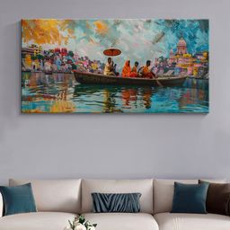 999Store Blue & Red Canvas Indian Scene Wall Art-50