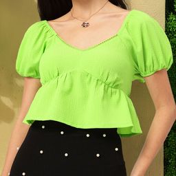 DressBerry Sunny Day Seersucker Empire Crop Top-image-66