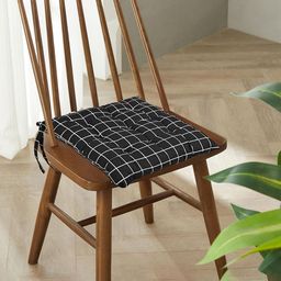 Kuber Industries Black & White Checked Chair Pads-51