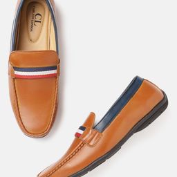Carlton London Men Tan Brown & Navy Blue Solid Driving Shoes-image-70