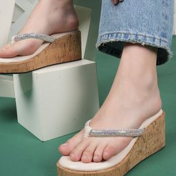 DressBerry Embellished Wedge Mules with Buckles-29