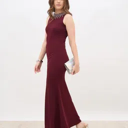 Styli Embellished Halter Neck Sheath Maxi Dress-image-14