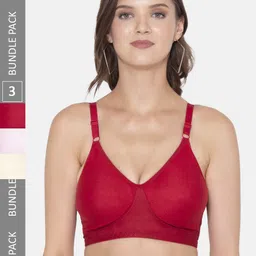 Souminie Pack of 3 Solid Cotton Everyday Bras-image-93