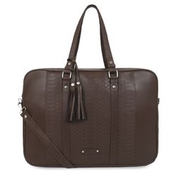 Toteteca Women Brown Croc Skin Textured Laptop Bag-image-15