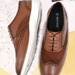 KICKSFIRE Men Perforated Leather Waterproof Lining Brogues-picture-48