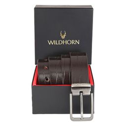 WildHorn Men Brown Textured Free Size Leather Formal Belt-image-5