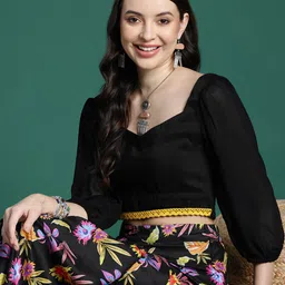 Sangria Floral Print Fusion Co-Ords-picture-49