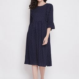 Clovia Women Mini Polka Dots Print Feeding Maternity Midi Nightdress-image-83