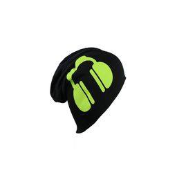 Bunnywave Unisex Black & Green Self Design Beanie-3