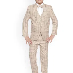 Jeetethnics Boys Beige Checked 4 Piece Suit-picture-50