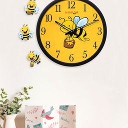 RANDOM Black & Yellow Printed Round Analogue Wall Clock-36