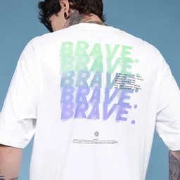 HERE&NOW Pure Cotton Typography Printed Oversized T-shirt-picture-11