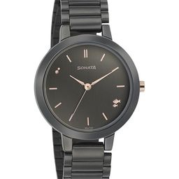 Sonata Women Grey Dial Bracelet Style Straps Analogue Watch NN8141KM03-45