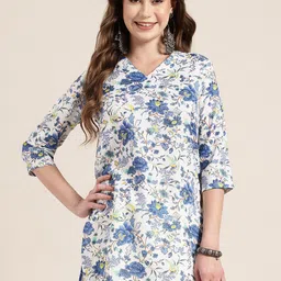 HERE&NOWFloral Print A-Line Kurti-picture-50