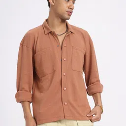glitchez Pique Knit Textured Relaxed Fit Shirt-image-75