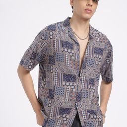 glitchez Folk Flora Bandana Print Relaxed Shirt-image-71