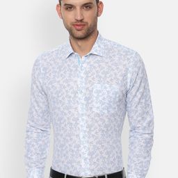 Van Heusen Men White & Blue Slim Fit Printed Formal Shirt-image-99