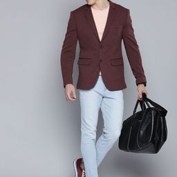 HERE&NOW Men Textured Regular Fit Single-Breasted Blazer-picture-26