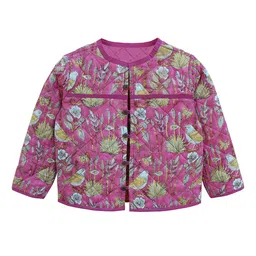 My Little Lambs Girls Pink Printed Quilted Jacket-image-31