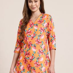 HERE&NOW Floral Print V-Neck Kurti-picture-17