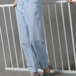SHOWOFF Women Blue Regular Fit Solid Jeans-image-5