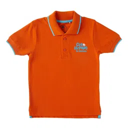 Cub McPaws Boys Orange Solid Polo Collar T-shirt-picture-24