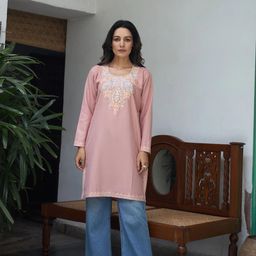 Kashmir Box Floral Embroidered Cotton Summer Kurta-image-77