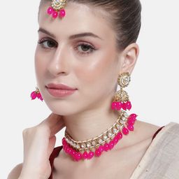 Peora Gold-Plated Kundan-Studded Jewellery Set-image-29
