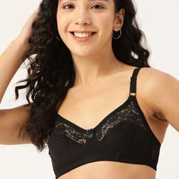 DressBerry Black Floral Embroidered Lace Bra-23