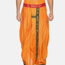 Sethukrishna Men Orange Solid Readymade Dhoti Pant-image-91