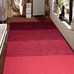 Saral Home Pink & Black Self-Design Anti-Skid Dhurrie-0