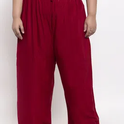 plusS Women Maroon Solid Flared Palazzos-image-12
