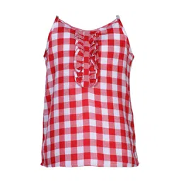 IDK Girls White Checked Ruffled Top-picture-43