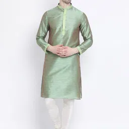 Sanwara Men Green Woven Design Straight Kurta-image-21