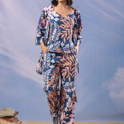 JISORA Printed Cotton Night suit With Shrug-image-45