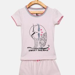 mackly Girls Pink Printed Night suit-image-62