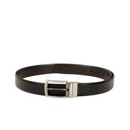 ZEVORA Men Black & Brown Reversible Textured Belt-image-98