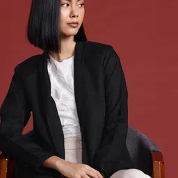 All About You Formals Shawl Collar Self-Striped Open-Front Blazer-14