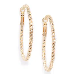 Carlton London Gold-Plated Textured Circular Hoop Earrings-14